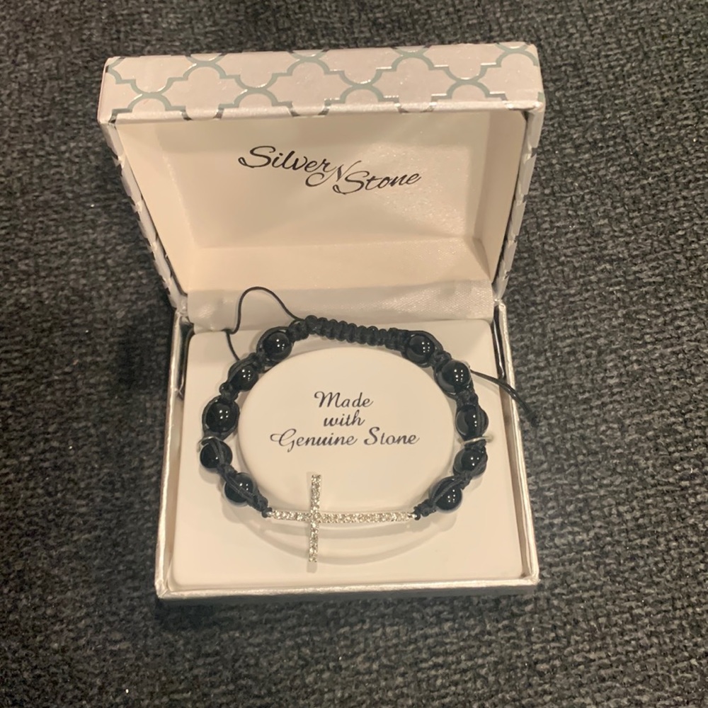 Silver N Stone  Fine silver Plated adjustable bracelet
